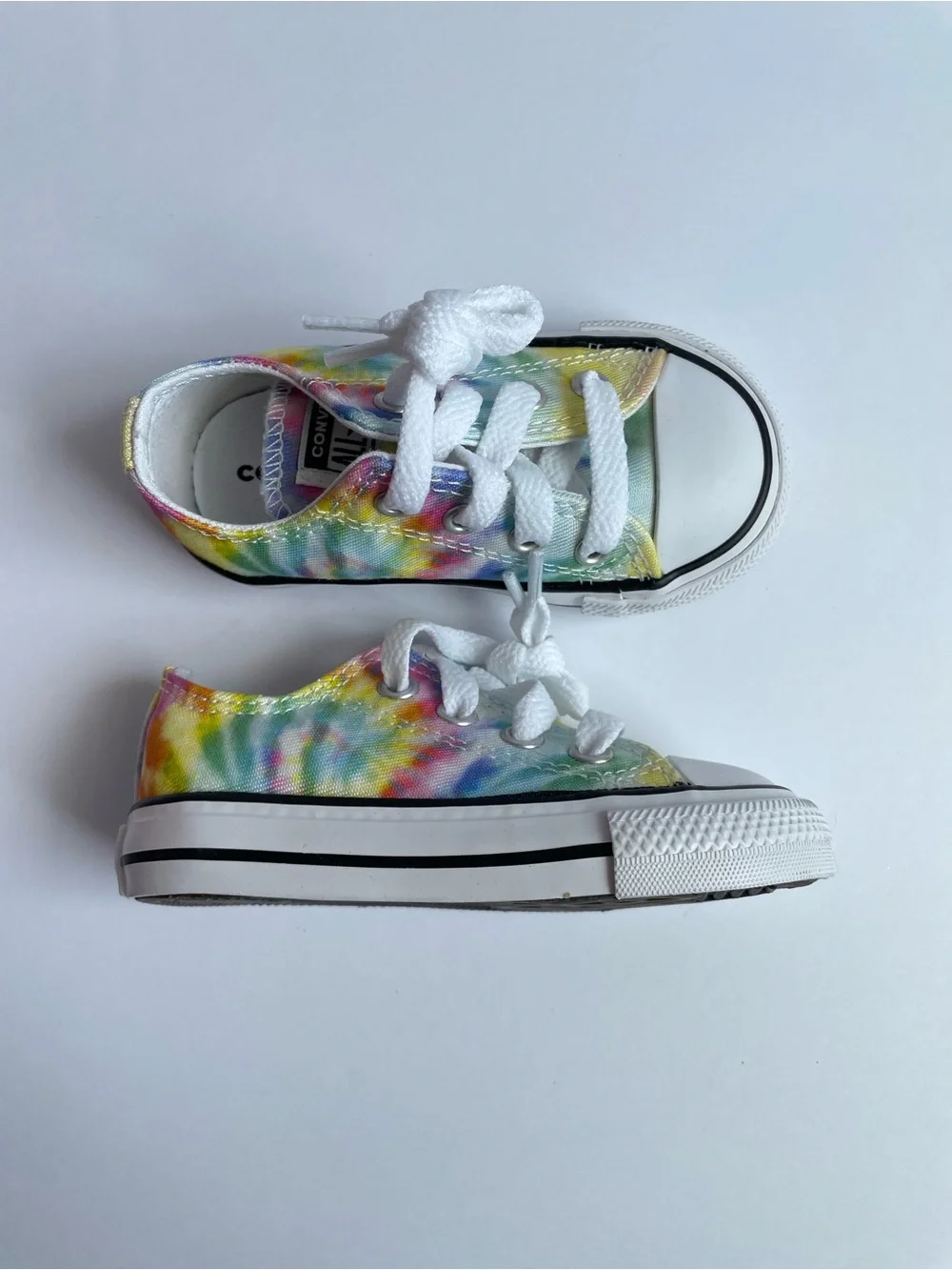 Converse Kids' Rainbow Tie-Dye Low Top Sneakers - White Laces